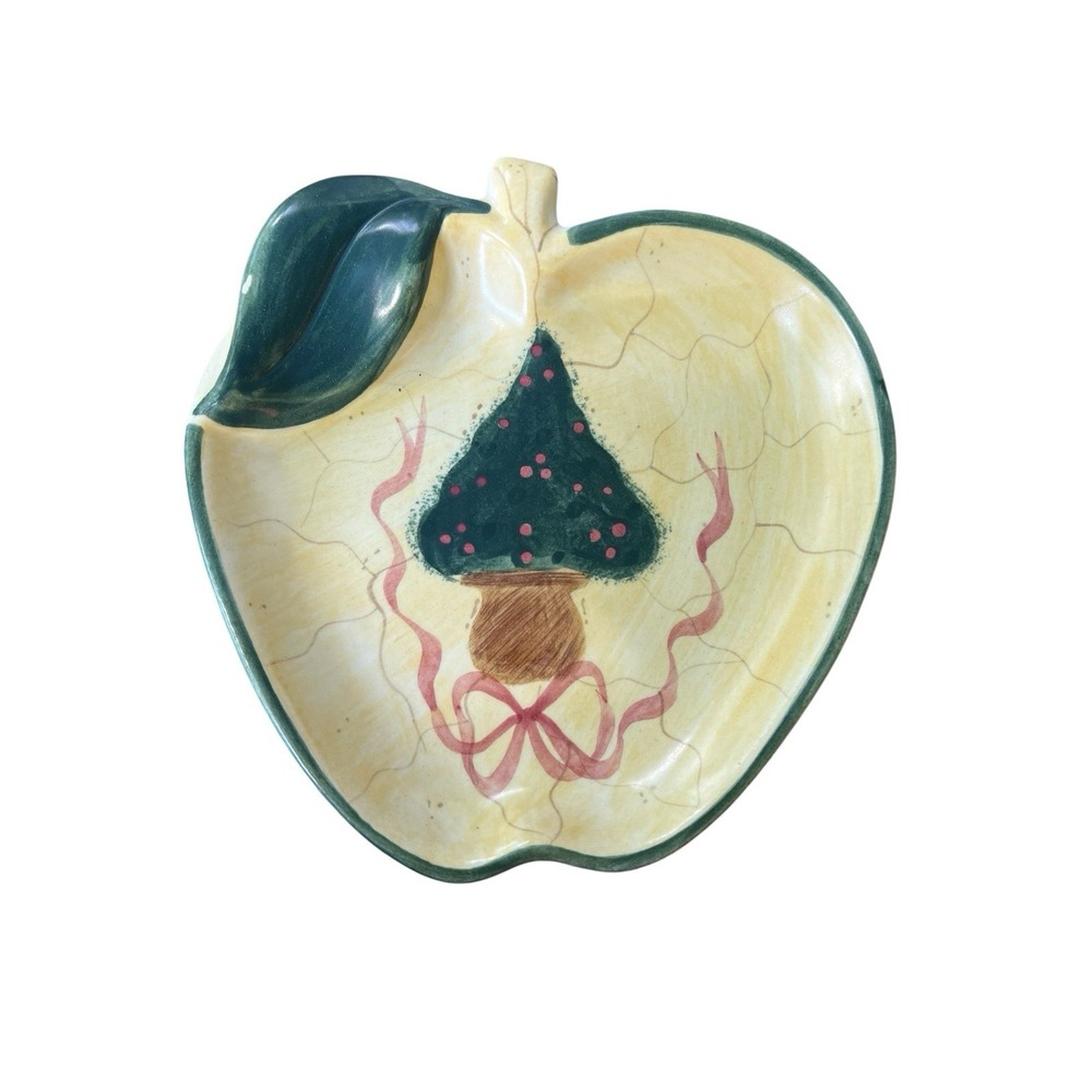 Laurie Gates Los Angeles Pottery Trinket Dish Apple Shape‎